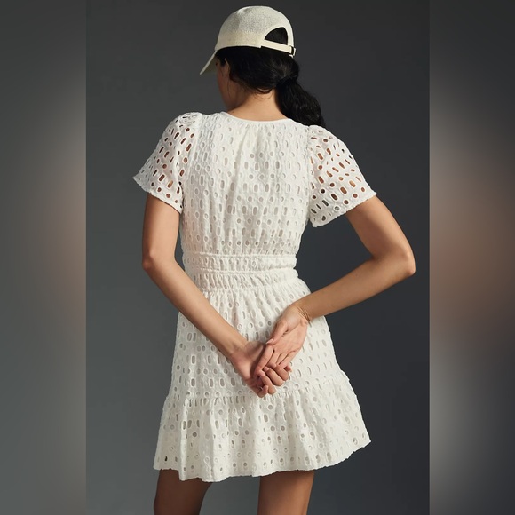Anthropologie The Somerset Mini Dress: Eyelet Edition White Size Small - Picture 4 of 16